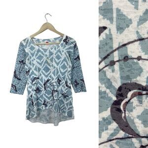 Sundance Before & Again X-Small Top Burnout Thermal USA 3/4 Sleeve Womens